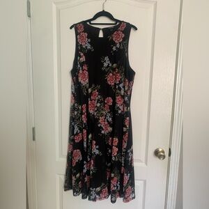 Torrid Black Floral Midi Dress